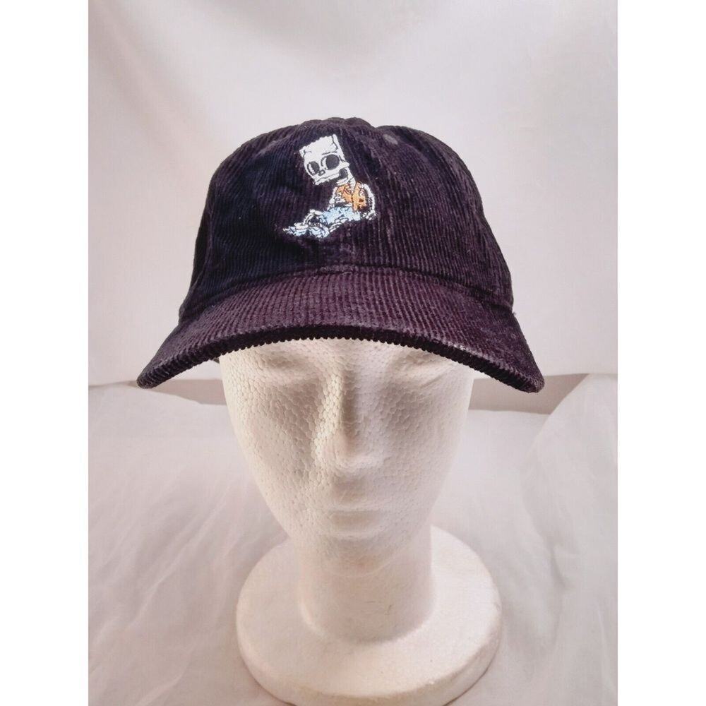 The Simpsons Bart Skeleton Corduroy Hat Cap Adult Adjustable Black